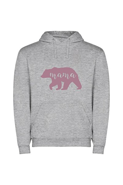 iLovePrints Pink Mama Bear's Legacy Φούτερ με κουκούλα σε χρώμα Γκρι