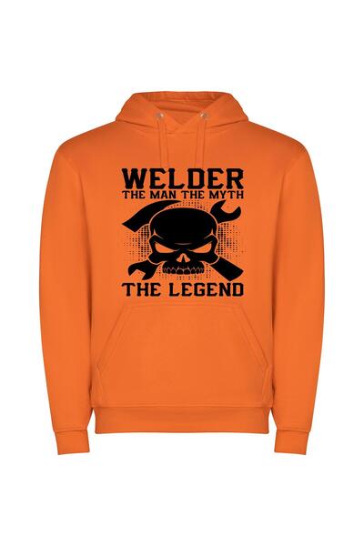 iLovePrints Welder: The Legendary Myth Φούτερ με κουκούλα σε χρώμα Πορτοκαλί