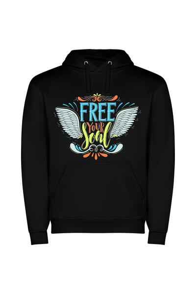 iLovePrints Ethereal Soul Freedom Φούτερ με κουκούλα σε χρώμα Μαύρο