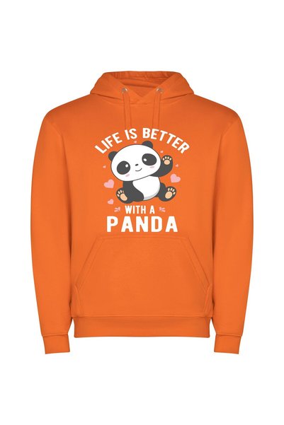 iLovePrints Heartwarming Panda Love Φούτερ με κουκούλα σε χρώμα Πορτοκαλί