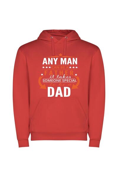 iLovePrints Fatherly Figure: The Sign Φούτερ με κουκούλα σε χρώμα Κόκκινο