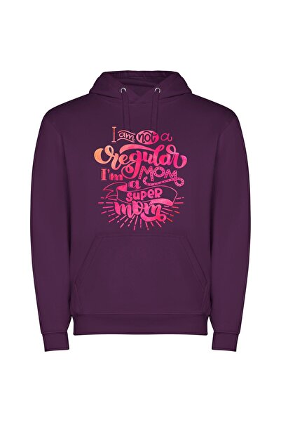iLovePrints Super Mom: Creative Edition Φούτερ με κουκούλα σε χρώμα Μωβ