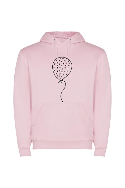 iLovePrints Monochrome Balloon Extravaganza Φούτερ με κουκούλα σε χρώμα Ροζ