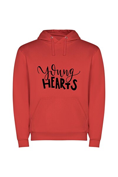 iLovePrints Charming Youthful Typography Φούτερ με κουκούλα σε χρώμα Κόκκινο