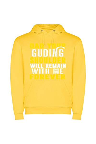 iLovePrints Golden Shoulder Letters Φούτερ με κουκούλα σε χρώμα Κίτρινο
