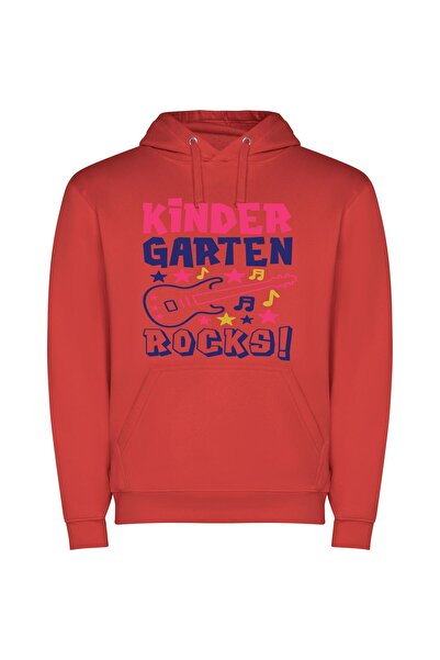 iLovePrints Guitar Garden Graphic Bliss Φούτερ με κουκούλα σε χρώμα Κόκκινο