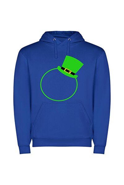 iLovePrints Emerald-Hued Tophat Elegance Φούτερ με κουκούλα σε χρώμα Μπλε