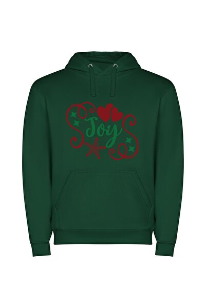 iLovePrints Joyful Snowflake Seasons Φούτερ με κουκούλα σε χρώμα Πράσινο