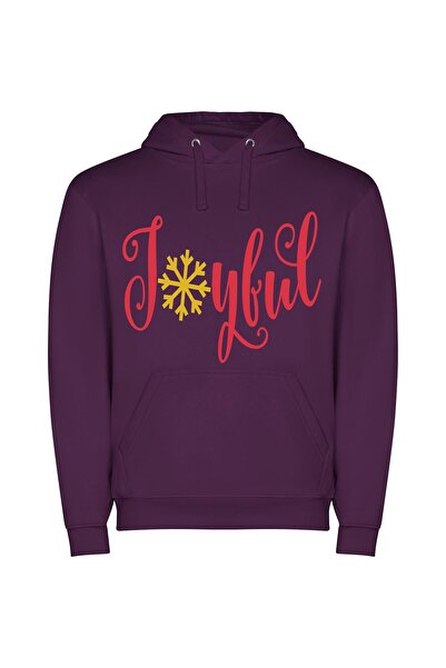 iLovePrints Joyful Snowflake Elegance Φούτερ με κουκούλα σε χρώμα Μωβ