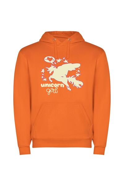 iLovePrints Enchanted Unicorn Fantasia Φούτερ με κουκούλα σε χρώμα Πορτοκαλί
