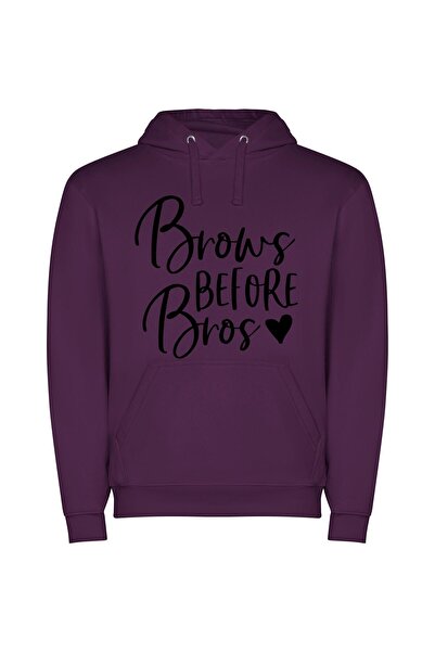 iLovePrints Brows over Bros: Elegantly Defined Φούτερ με κουκούλα σε χρώμα Μωβ