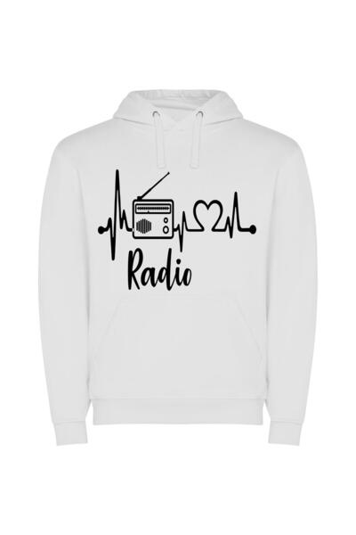iLovePrints Soundwaves & Style Φούτερ με κουκούλα σε χρώμα Λευκό