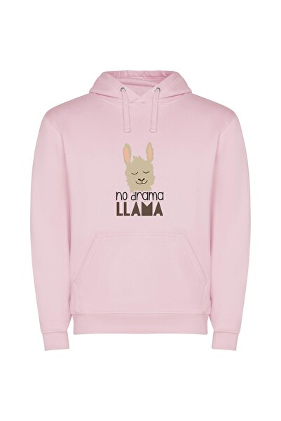 iLovePrints Alluring Llama: Drama-free & Cute Φούτερ με κουκούλα σε χρώμα Ροζ