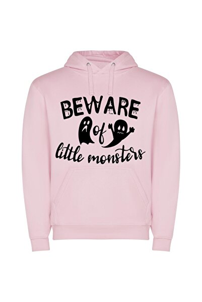 iLovePrints Haunted Abyss: Beware Monsters Φούτερ με κουκούλα σε χρώμα Ροζ