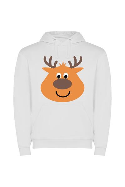 iLovePrints Anthro Deer Clipart Φούτερ με κουκούλα σε χρώμα Λευκό
