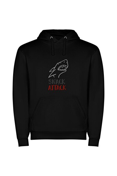 iLovePrints Sneaky Snack Attack Shark Φούτερ με κουκούλα σε χρώμα Μαύρο