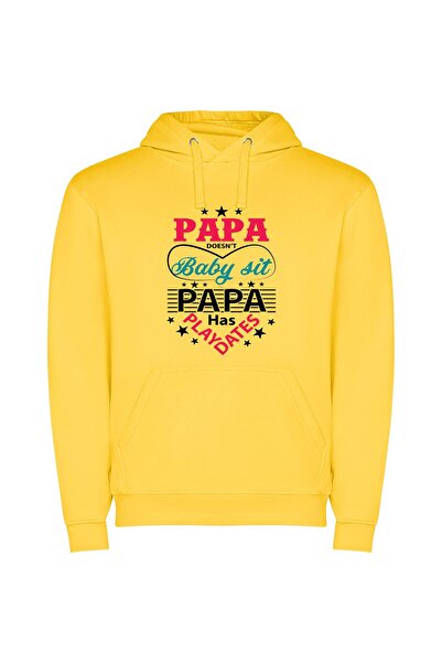 iLovePrints Papa's Baby Sit Combo Φούτερ με κουκούλα σε χρώμα Κίτρινο