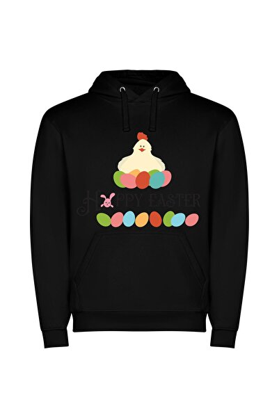 iLovePrints Eggcellent Easter Extravaganza! Φούτερ με κουκούλα σε χρώμα Μαύρο