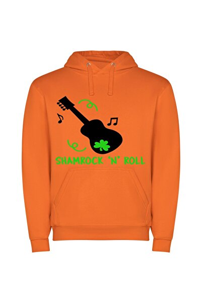iLovePrints Shamrock Rockin' Strings Φούτερ με κουκούλα σε χρώμα Πορτοκαλί