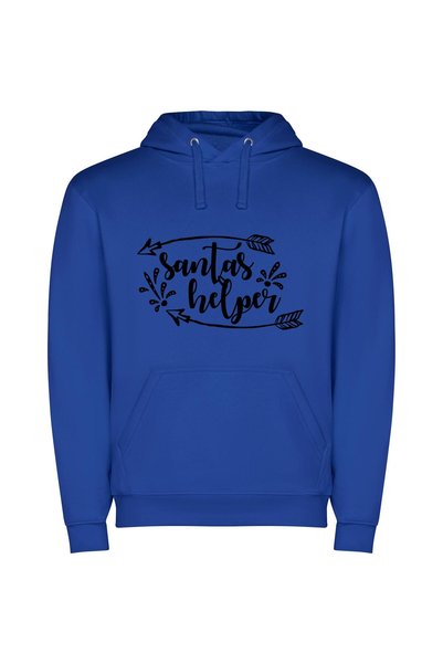 iLovePrints Elegant Santa's Helper Engraving Φούτερ με κουκούλα σε χρώμα Μπλε