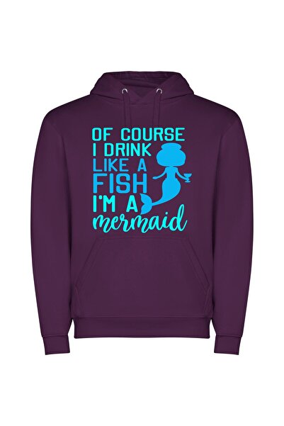 iLovePrints Enchanting Aqua Delight Φούτερ με κουκούλα σε χρώμα Μωβ