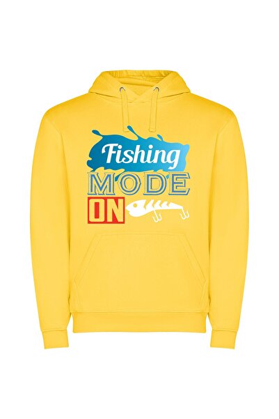 iLovePrints Trending Fish Mode Pose Φούτερ με κουκούλα σε χρώμα Κίτρινο