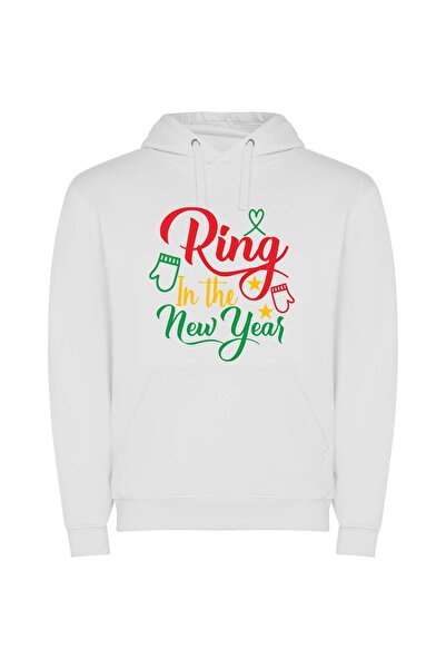 iLovePrints New Year's Eve Sparkle Φούτερ με κουκούλα σε χρώμα Λευκό