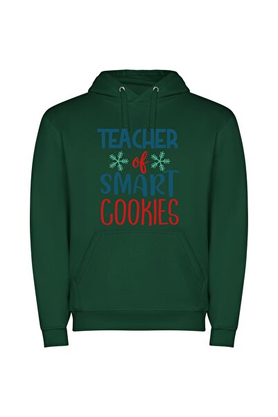 iLovePrints Merry Smart Cookie Teacher Φούτερ με κουκούλα σε χρώμα Πράσινο