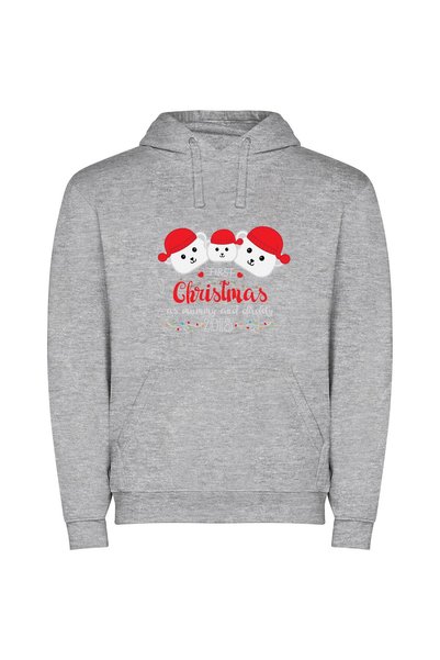 iLovePrints Jolly First Christmas Together Φούτερ με κουκούλα σε χρώμα Γκρι