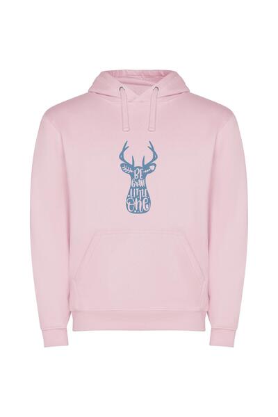 iLovePrints Brave Deer Illustration Φούτερ με κουκούλα σε χρώμα Ροζ