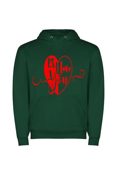 iLovePrints Love-Filled Heart: Digital Bliss Φούτερ με κουκούλα σε χρώμα Πράσινο