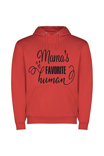 iLovePrints Mama's Beloved Fan Φούτερ με κουκούλα σε χρώμα Κόκκινο