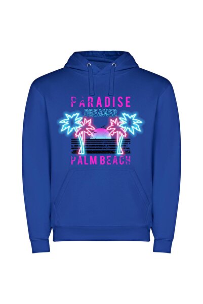 iLovePrints Tropical Dream Paradise Φούτερ με κουκούλα σε χρώμα Μπλε