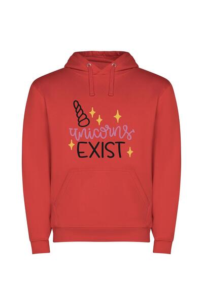 iLovePrints Existential Unicorn Escape Φούτερ με κουκούλα σε χρώμα Κόκκινο