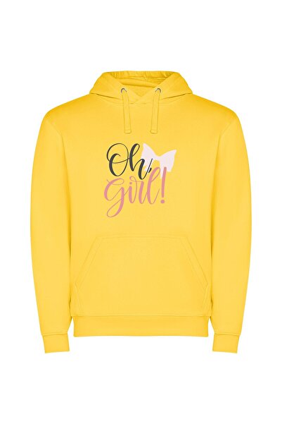 iLovePrints Enchanting Girl Font Φούτερ με κουκούλα σε χρώμα Κίτρινο