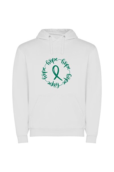 iLovePrints Radiant Ribbon of Hope Φούτερ με κουκούλα σε χρώμα Λευκό