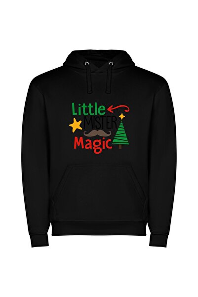 iLovePrints Mystic Christmas Mustache Magic Φούτερ με κουκούλα σε χρώμα Μαύρο
