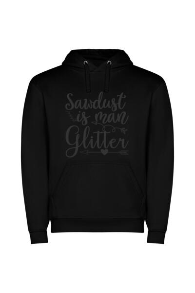 iLovePrints Glamorous Sandist Glitter Art Φούτερ με κουκούλα σε χρώμα Μαύρο