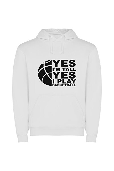 iLovePrints Tall Ball: Elegant Elevation Φούτερ με κουκούλα σε χρώμα Λευκό