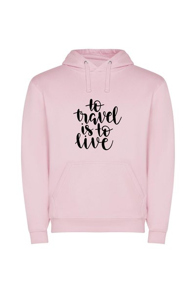 iLovePrints Art of True Travel Φούτερ με κουκούλα σε χρώμα Ροζ