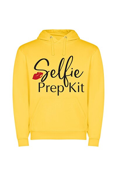 iLovePrints Artistic Selfie Prep Kit Φούτερ με κουκούλα σε χρώμα Κίτρινο