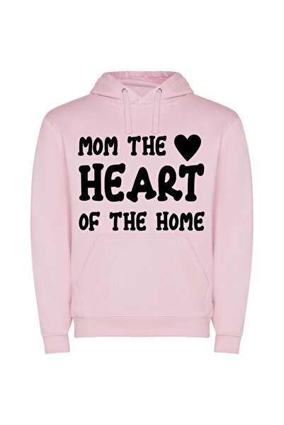 iLovePrints Mom - Heart of Home Φούτερ με κουκούλα σε χρώμα Ροζ
