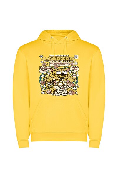 iLovePrints Whimsical Pet Fusion Φούτερ με κουκούλα σε χρώμα Κίτρινο