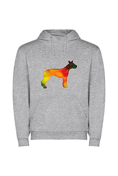 iLovePrints Colorful Holographic Dog Silhouette Φούτερ με κουκούλα σε χρώμα Γκρι