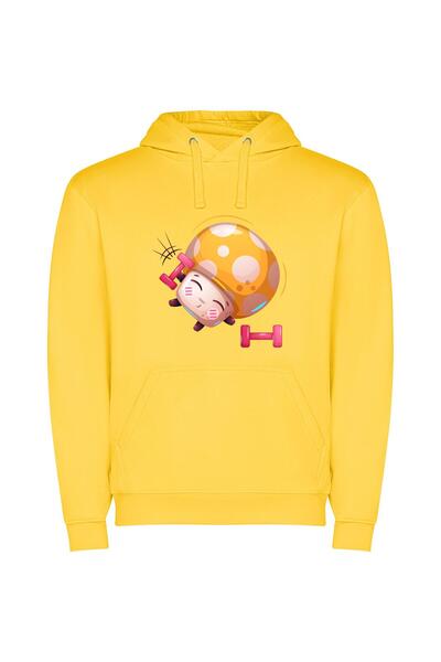 iLovePrints Cute Robot Gym Ball Φούτερ με κουκούλα σε χρώμα Κίτρινο