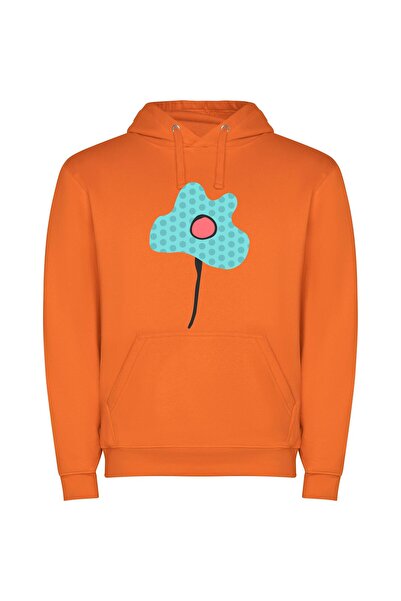 iLovePrints Polka Dot Flower Fashion Φούτερ με κουκούλα σε χρώμα Πορτοκαλί