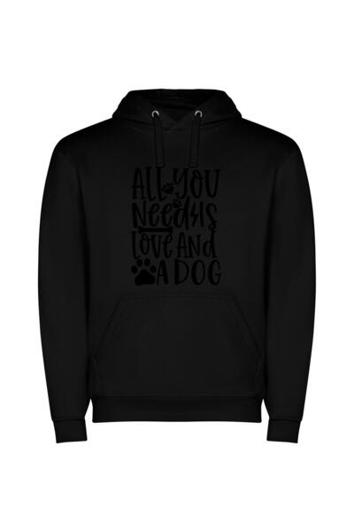 iLovePrints Love, Dogs & Elegance Φούτερ με κουκούλα σε χρώμα Μαύρο