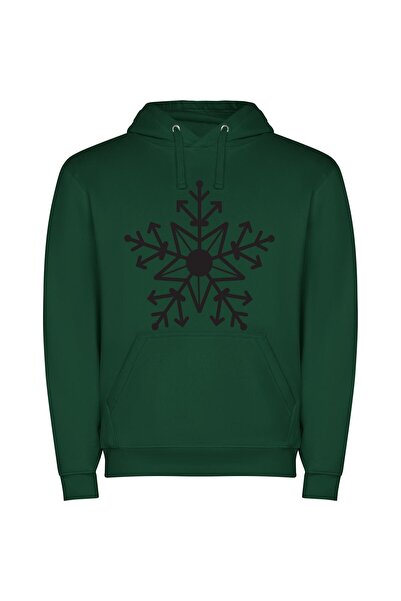 iLovePrints Snowflake Noir Φούτερ με κουκούλα σε χρώμα Πράσινο