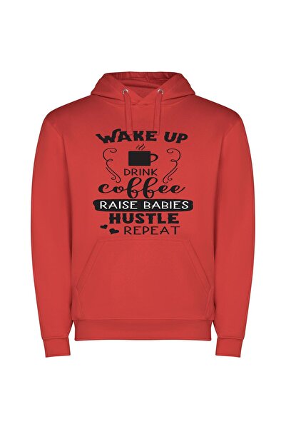 iLovePrints Caffeinated Hustle: Coffee & Parenthood Φούτερ με κουκούλα σε χρώ...