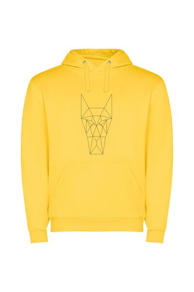 iLovePrints Wild Polygonal Animal Art Φούτερ με κουκούλα σε χρώμα Κίτρινο